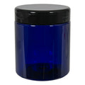 19 oz. Cobalt Blue PET Straight-Sided Round Jar with 89/400 Black Snap-Top Cap