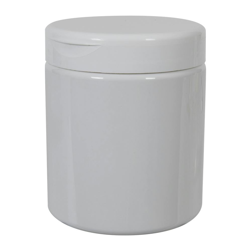 19 oz. White PET Straight-Sided Round Jar with 89/400 White Snap-Top Cap
