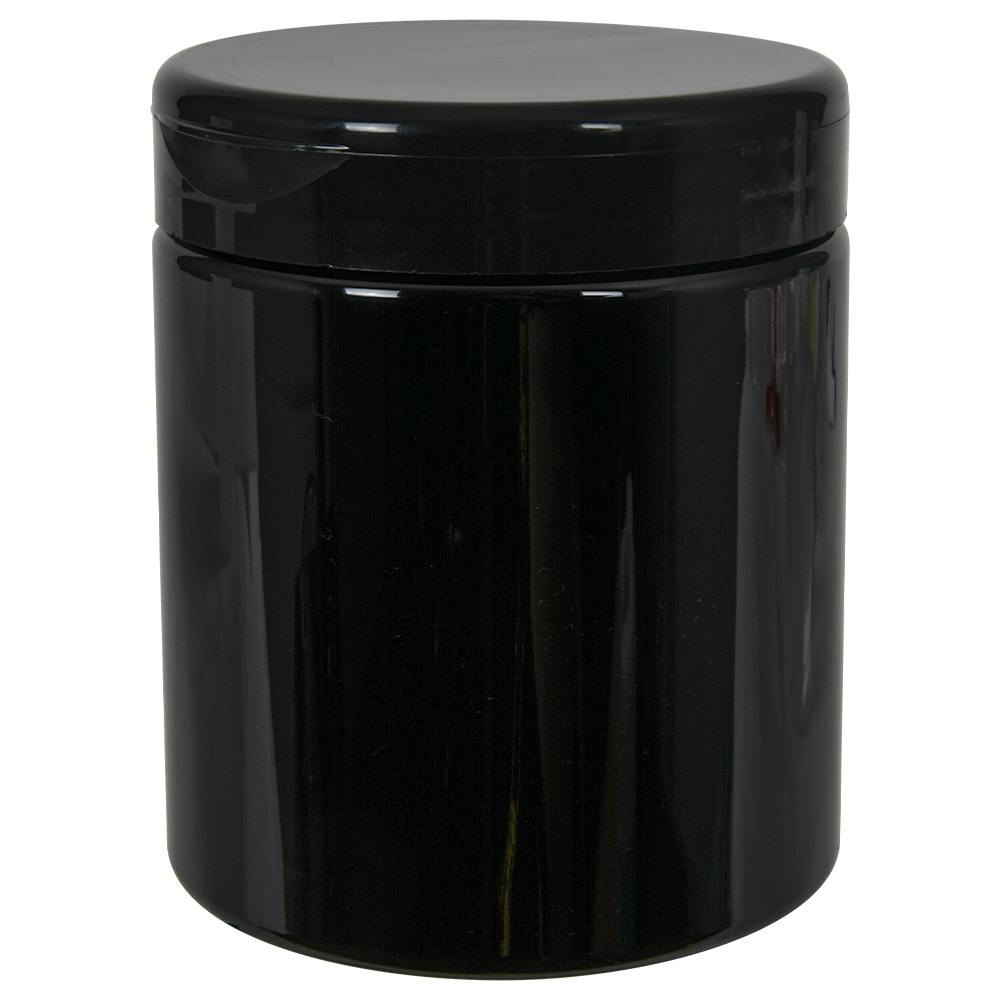 19 oz. Black PET Straight-Sided Round Jar with 89/400 Black Snap-Top Cap