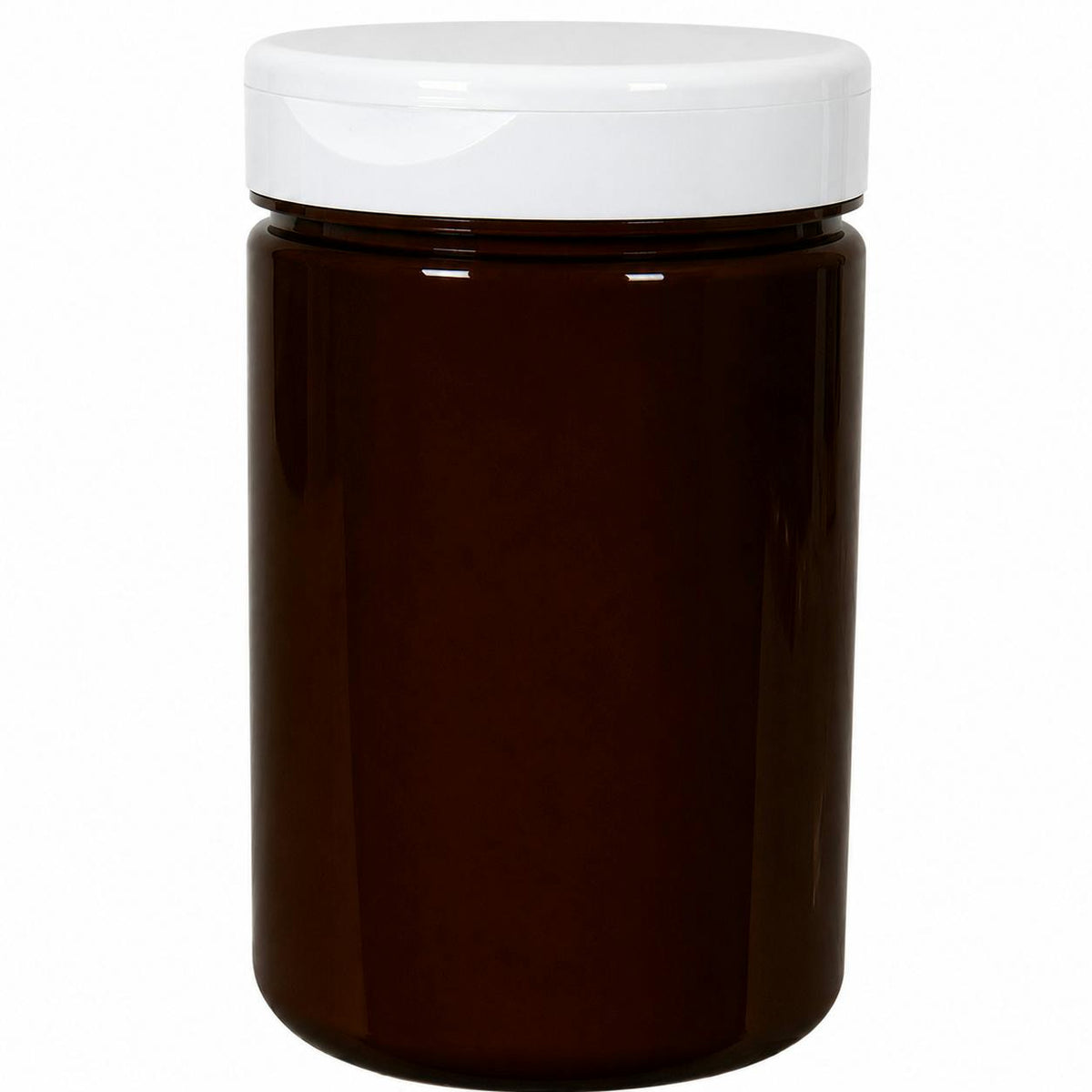 25 oz. Amber PET Straight-Sided Round Jar with 89/400 White Snap-Top Cap