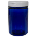 25 oz. Cobalt Blue PET Straight-Sided Round Jar with 89/400 White Snap-Top Cap