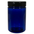 25 oz. Cobalt Blue PET Straight-Sided Round Jar with 89/400 Black Snap-Top Cap