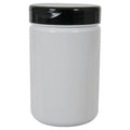 25 oz. White PET Straight-Sided Round Jar with 89/400 Black Snap-Top Cap