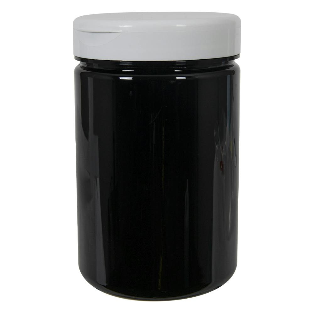 25 oz. Black PET Straight-Sided Round Jar with 89/400 White Snap-Top Cap