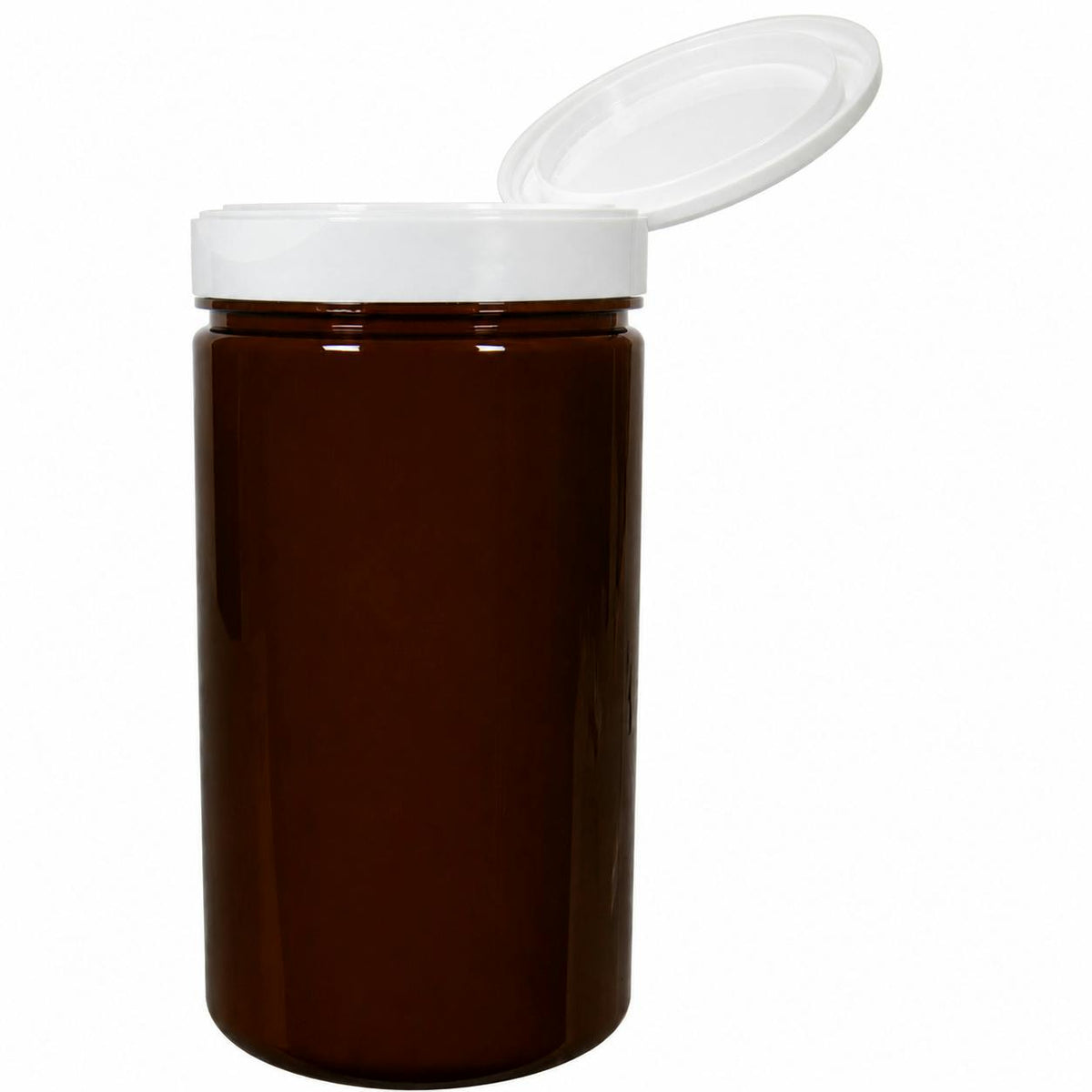 32 oz. Amber PET Straight-Sided Round Jar with 89/400 White Snap-Top Cap