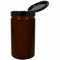 32 oz. Amber PET Straight-Sided Round Jar with 89/400 Black Snap-Top Cap