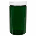 32 oz. Dark Green PET Straight-Sided Round Jar with 89/400 White Snap-Top Cap