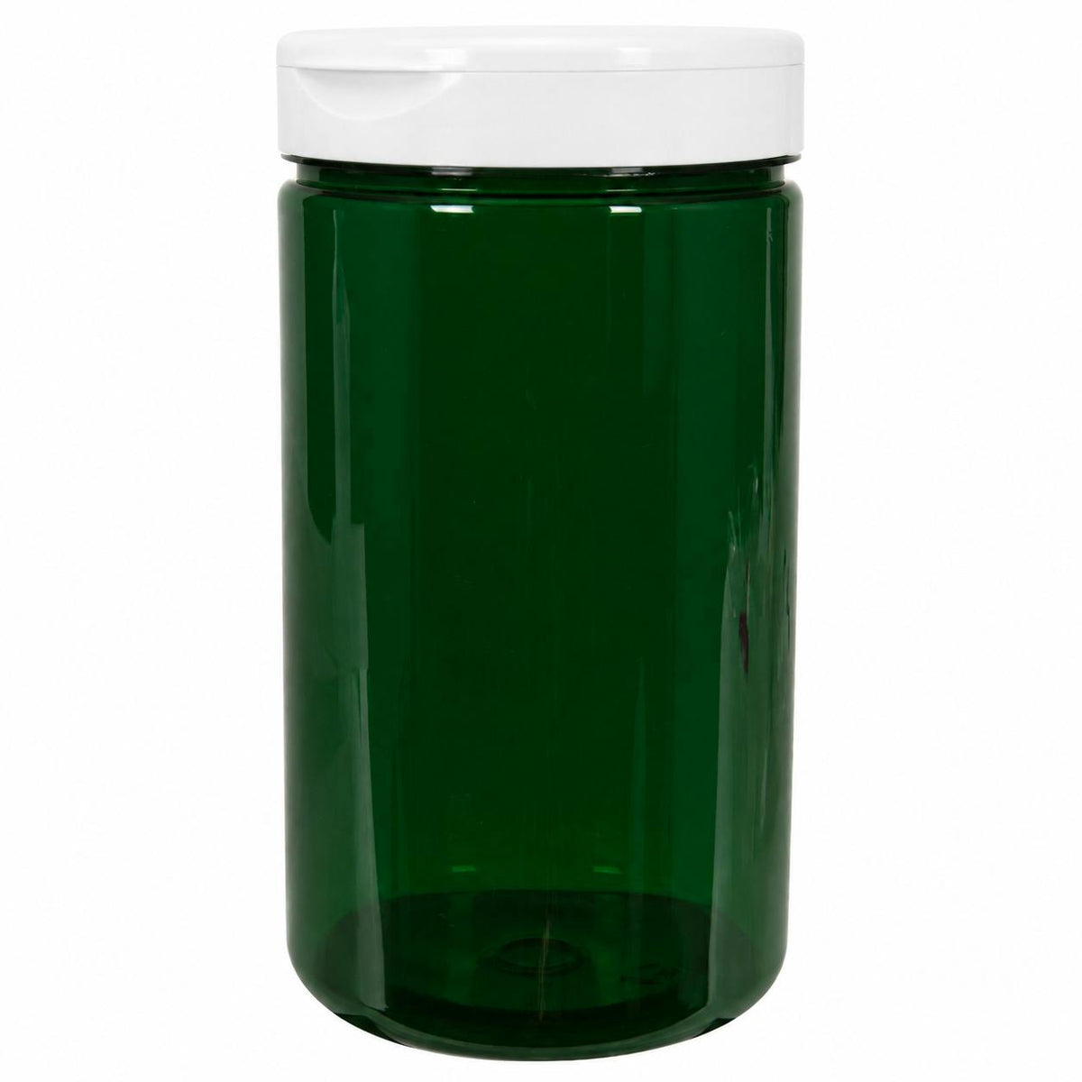 32 oz. Dark Green PET Straight-Sided Round Jar with 89/400 White Snap-Top Cap