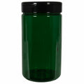 32 oz. Dark Green PET Straight-Sided Round Jar with 89/400 Black Snap-Top Cap