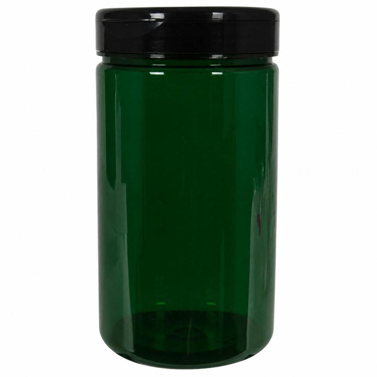 32 oz. Dark Green PET Straight-Sided Round Jar with 89/400 Black Snap-Top Cap