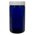32 oz. Cobalt Blue PET Straight-Sided Round Jar with 89/400 White Snap-Top Cap