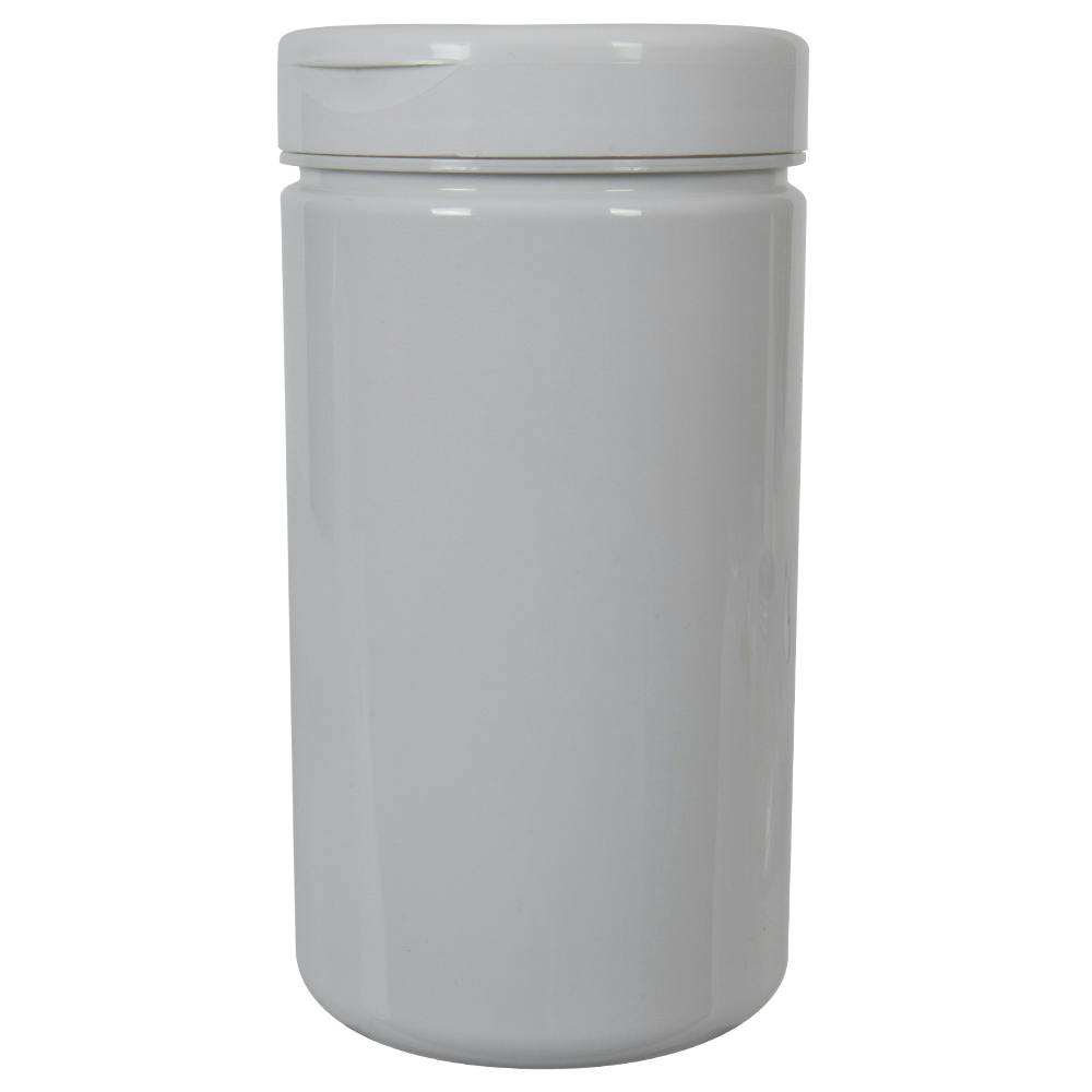 32 oz. White PET Straight-Sided Round Jar with 89/400 White Snap-Top Cap
