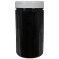 32 oz. Black PET Straight-Sided Round Jar with 89/400 White Snap-Top Cap