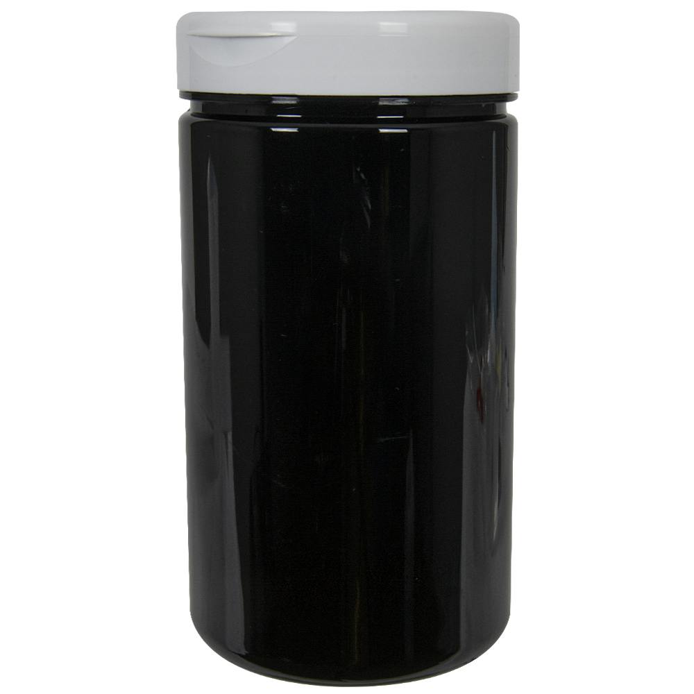 32 oz. Black PET Straight-Sided Round Jar with 89/400 White Snap-Top Cap