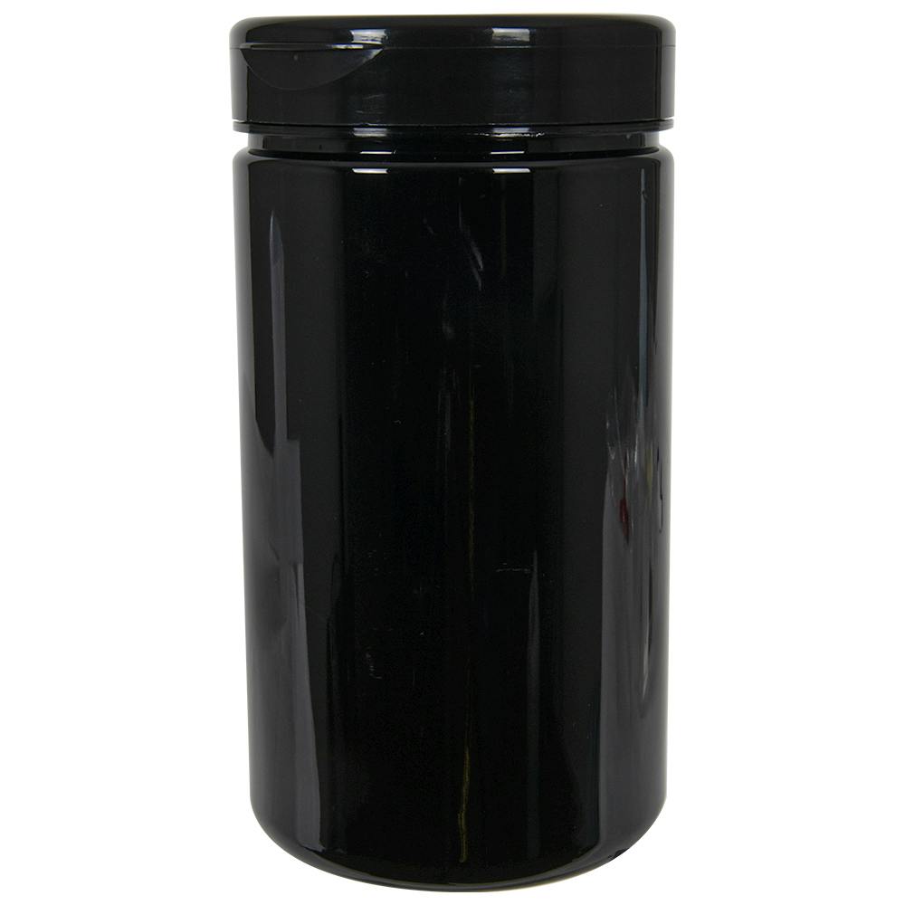 32 oz. Black PET Straight-Sided Round Jar with 89/400 Black Snap-Top Cap