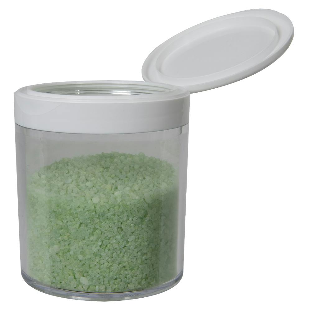 16 oz. Clear Polystyrene Straight-Sided Thick-Walled Round Jar with 89/400 White Snap-Top Cap