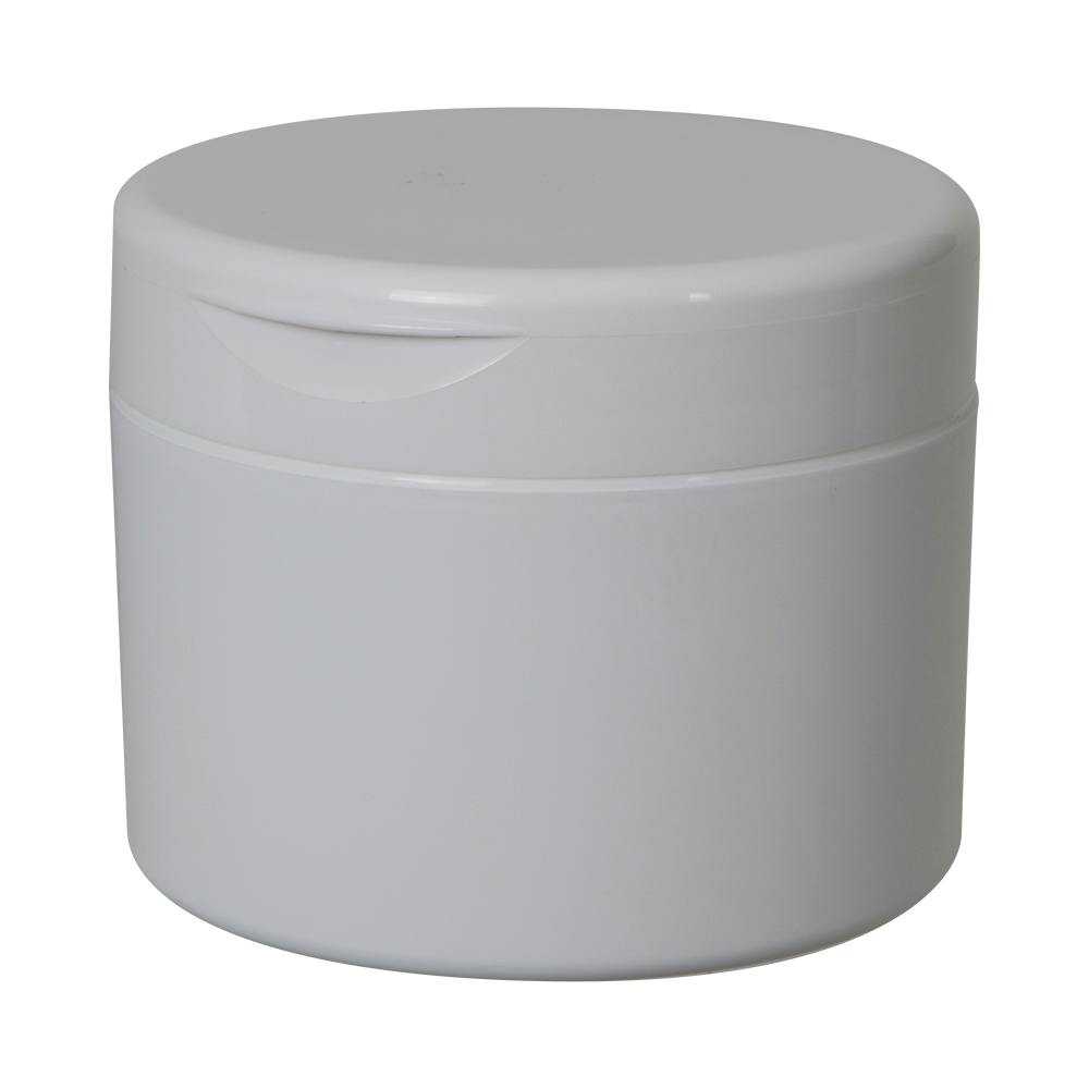 8 oz. White Frosted Polypropylene Straight-Sided Double-Walled Round Jar with 89/400 White Snap-Top Cap