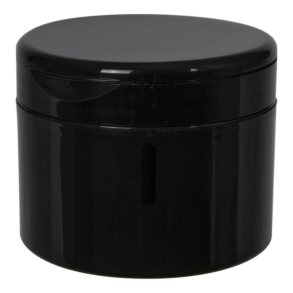 8 oz. Black Polypropylene Straight-Sided Double-Walled Round Jar with 89/400 Black Snap-Top Cap