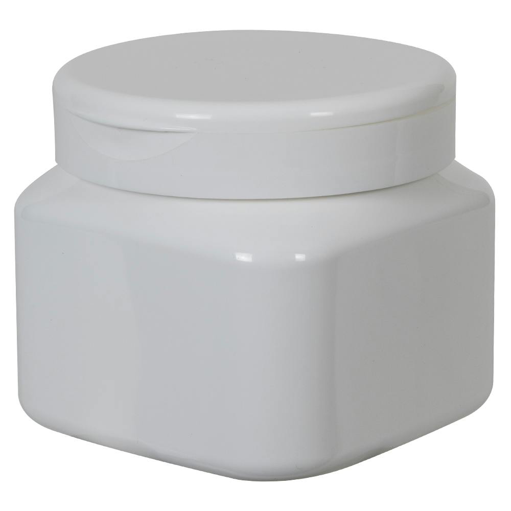 16 oz. White PET Firenze Square Jar with 89/400 White Snap-Top Cap