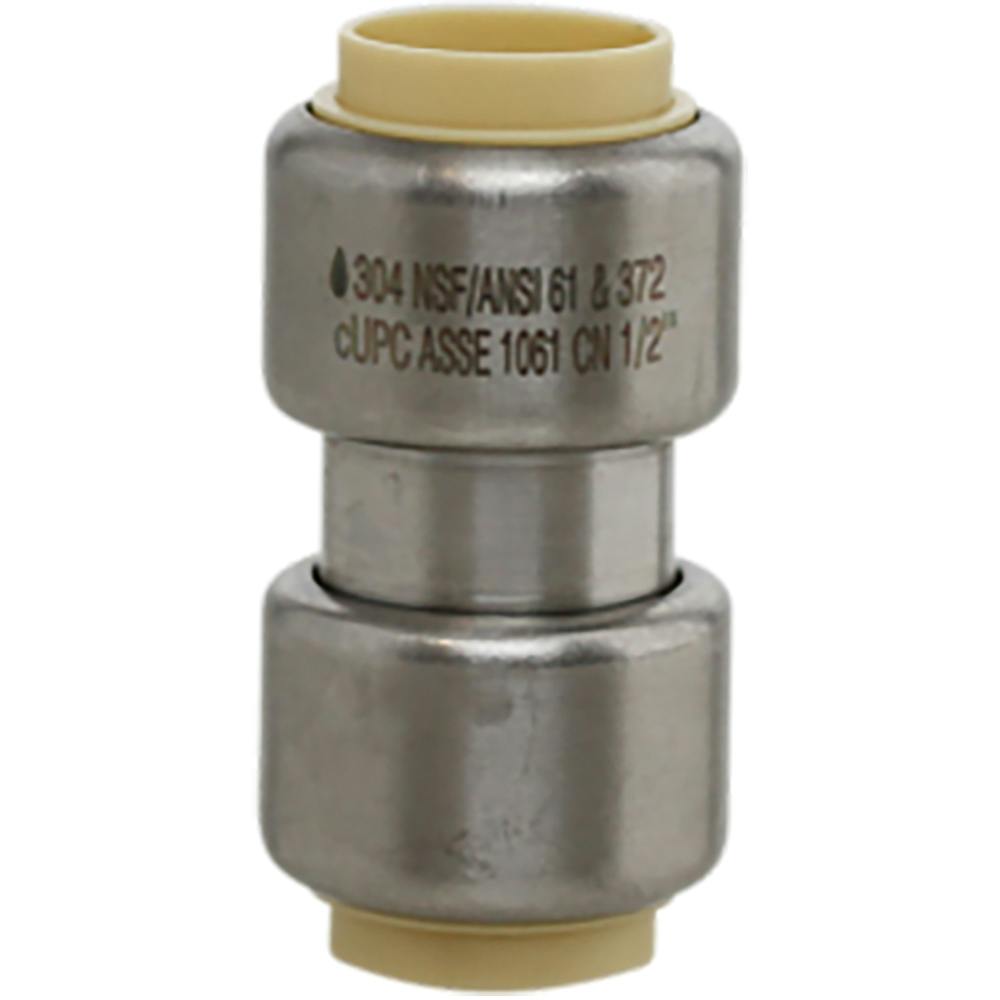 1/2" Push-Fit x 1/2" Push-Fit Stainless Steel Coupling