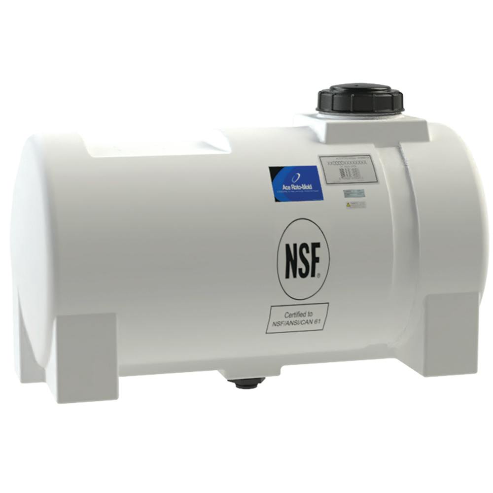 25 Gallon Natural Polyethylene Round Free-Standing Horizontal Leg Tank with Sump, 3/4" Fitting & 5" Lid - 16" Dia. x 34" L