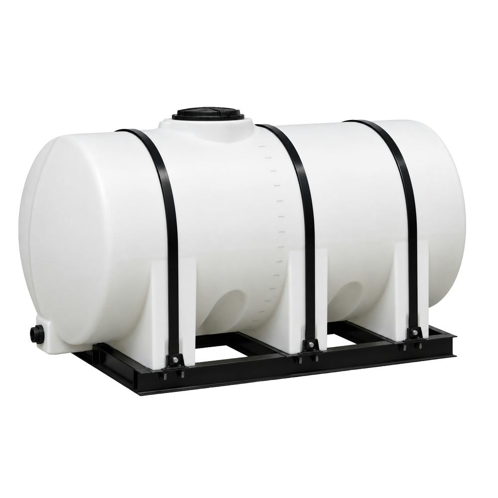 1750 Gallon Natural Polyethylene Round Free-Standing Horizontal Leg Tank with Sump, 2" Fitting & 16" Lid - 62" Dia. x 147" L