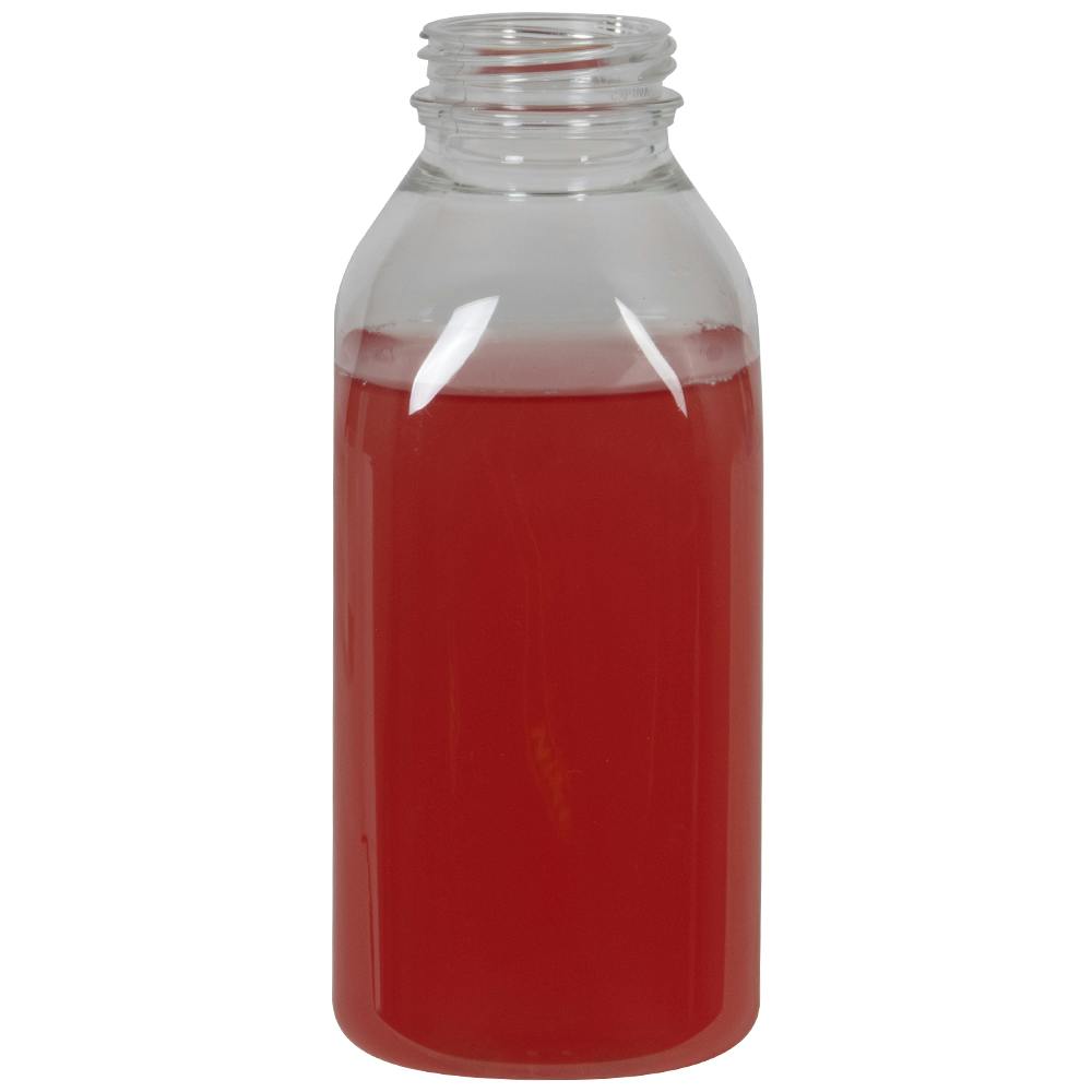 12 oz. Clear PET Square Milkman Beverage Bottle with 38mm DBJ Neck (Cap Sold Separately)