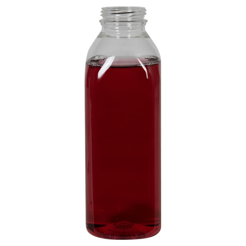 16 oz. Clear PET Square Milkman Beverage Bottle with 38mm DBJ Neck (Cap Sold Separately)