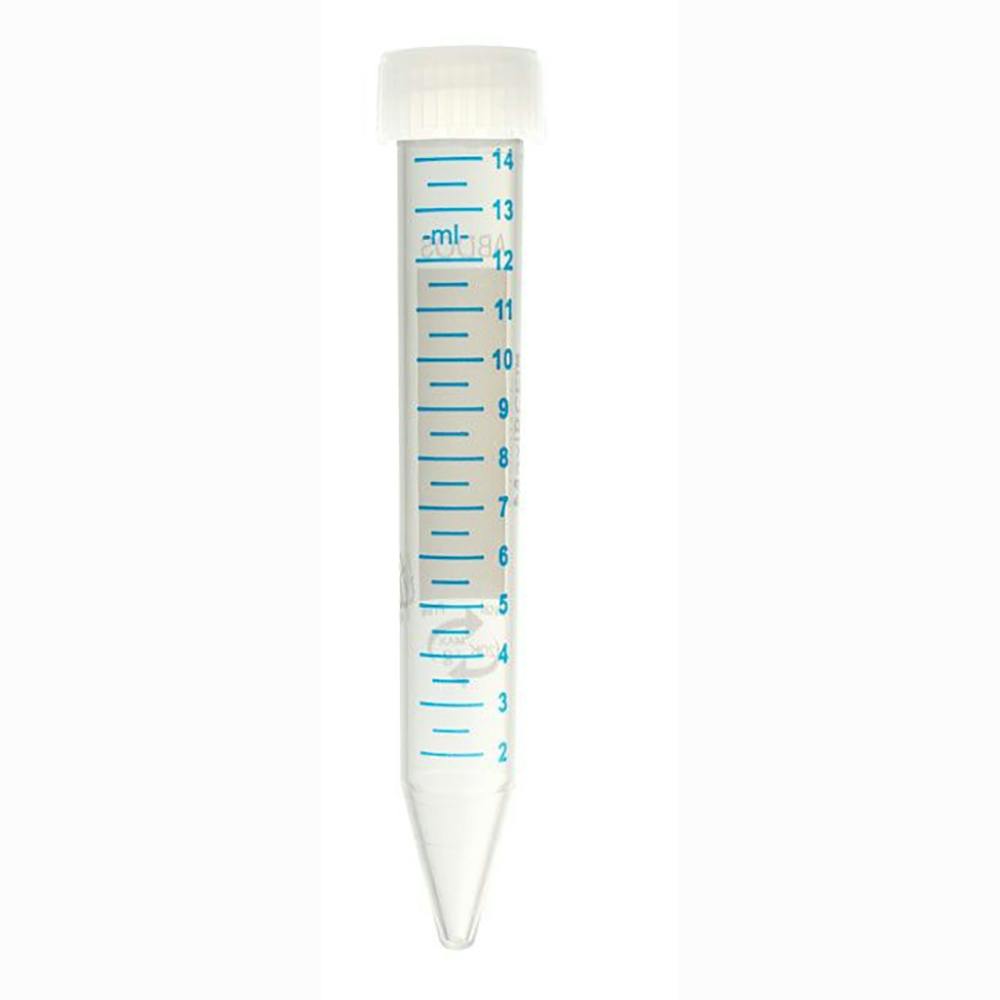 15mL Sterile Clear Polypropylene MaxiRCF™ Metal-Free Centrifuge Tube with Attached White Screw Cap - 25 per Bag; 20 Bags per Case
