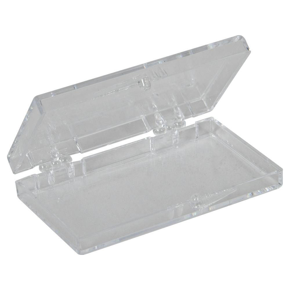 Clear Polystyrene Hinged Box - 2" L x 1-1/8" W x 1/4" Hgt. (Case of 1000)