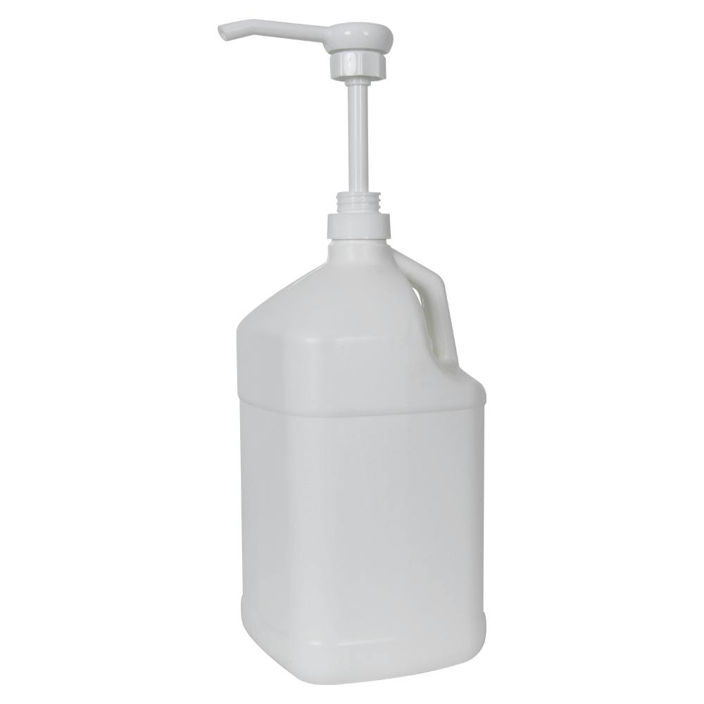 1 Gallon White HDPE Square Jug with 38/400 White Pump