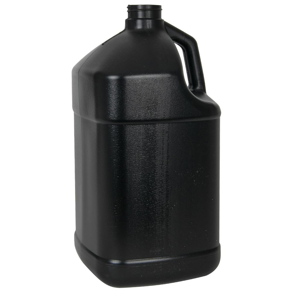 1 Gallon Black HDPE Square Jug with 38/400 Black Ribbed Cap with Heat Induction Liner