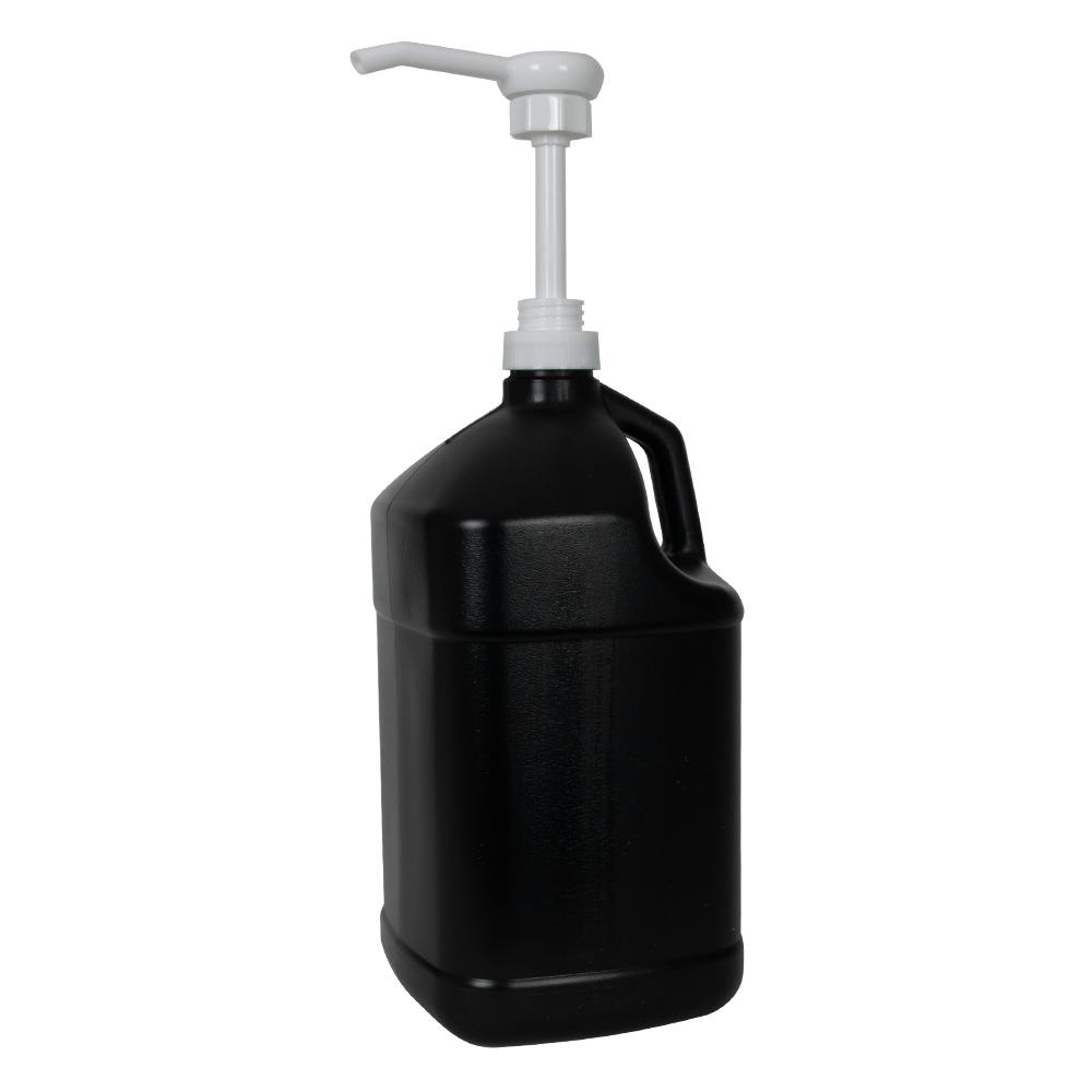 1 Gallon Black HDPE Square Jug with 38/400 White Pump