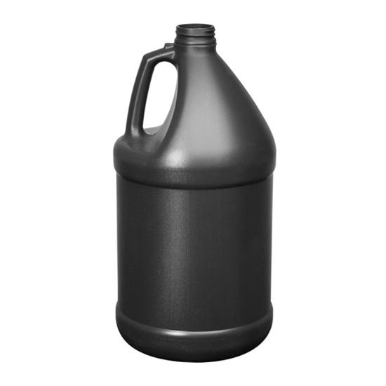 1 Gallon Black HDPE Round Jug with 38/400 Black Ribbed Cap with F217 Liner