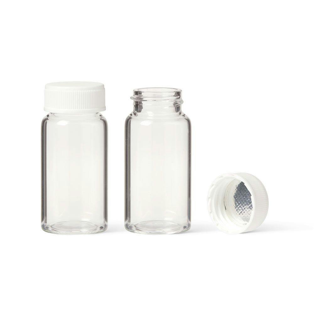 20mL Glass Scintillation Vials with Attached 22/400 Polypropylene Cap with Pulp Foil Liner - Package of 500