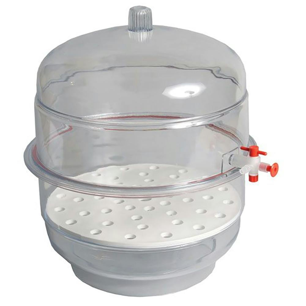 6" Clear Polycarbonate Vacuum Desiccator with Clear Base - 0.15 cu. ft.