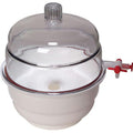 6" Clear Polycarbonate Vacuum Desiccator with White Base - 0.15 cu. ft.