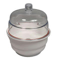 8" Clear Polycarbonate Non-Vacuum Desiccator with White Base - 0.35 cu. ft.