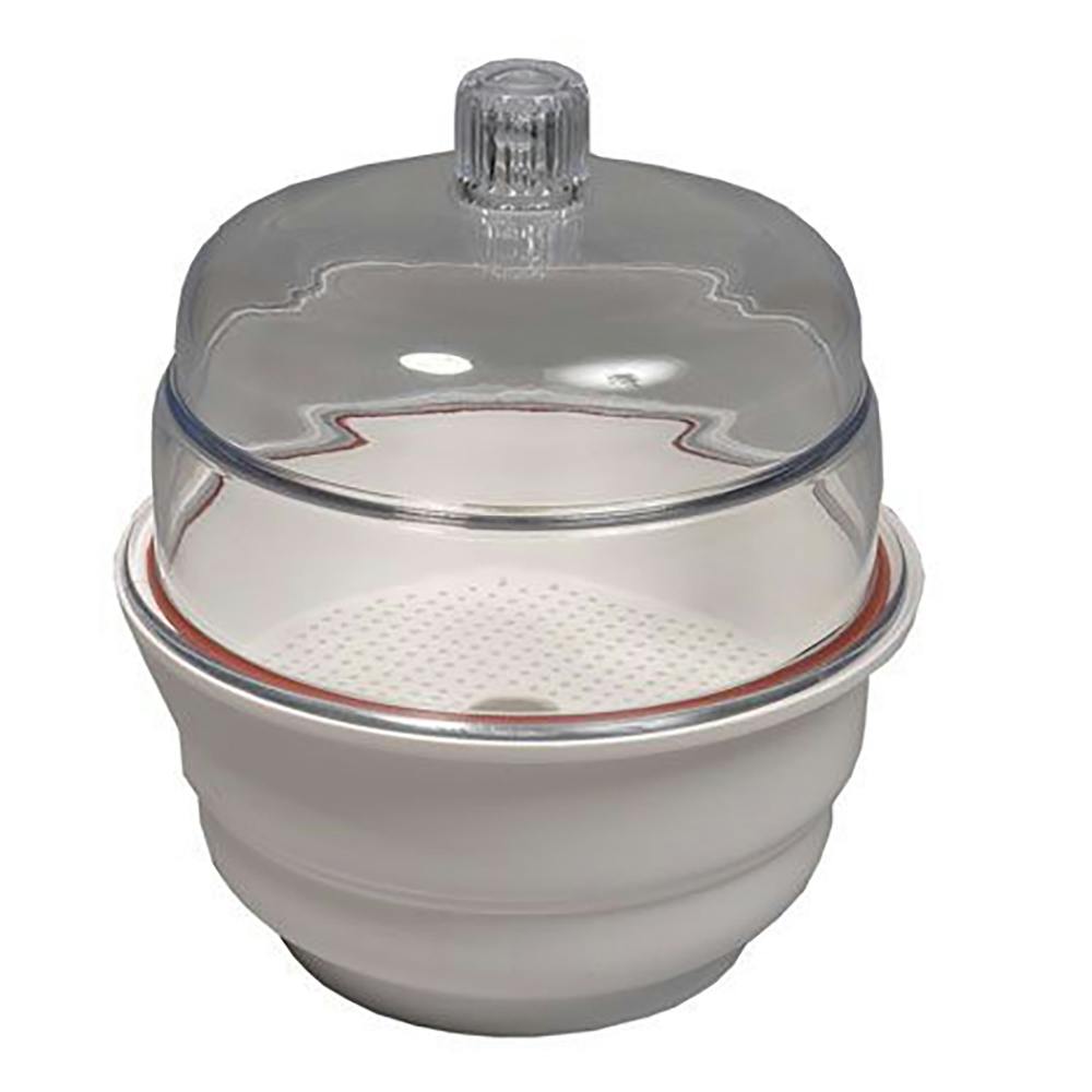 12" Clear Polycarbonate Non-Vacuum Desiccator with White Base - 0.91 cu. ft.