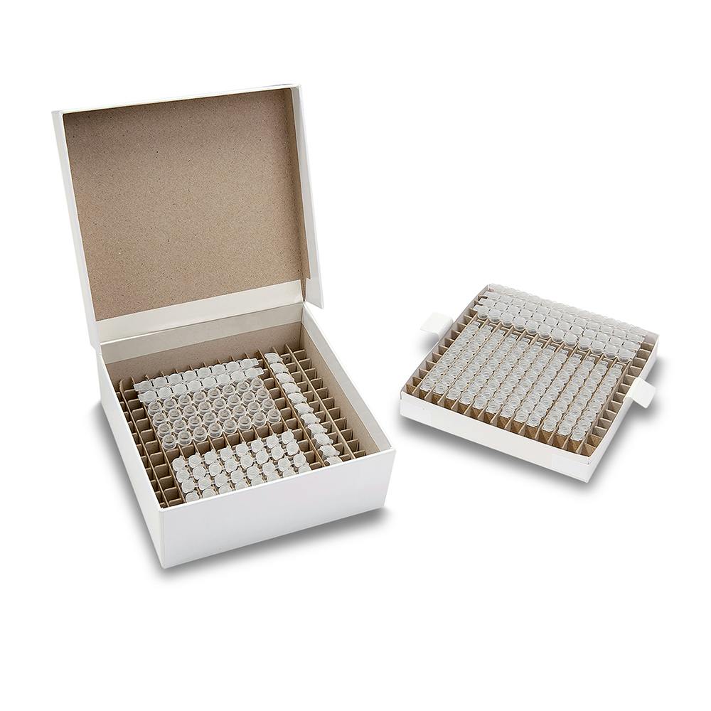 White DoubleDecker™ Hinged Cardboard PCR Freezer Box with 392 Places - Package of 5