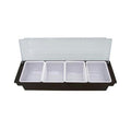 4-Compartment Chilled Condiment Holder with Removable Compartments - 19-1/2" L x 6" W x 3.5" Hgt. OD