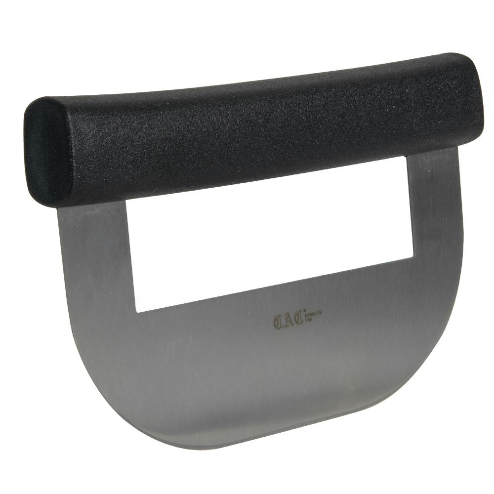 Single Blade Stainless Steel Mincing Knife with Black Polypropylene Handle - 6-5/8" L x 3-3/8" W
