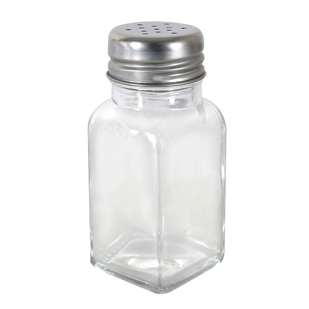 2 oz. Glass Square Salt & Pepper Shakers with Mushroom Cap - Package of 12