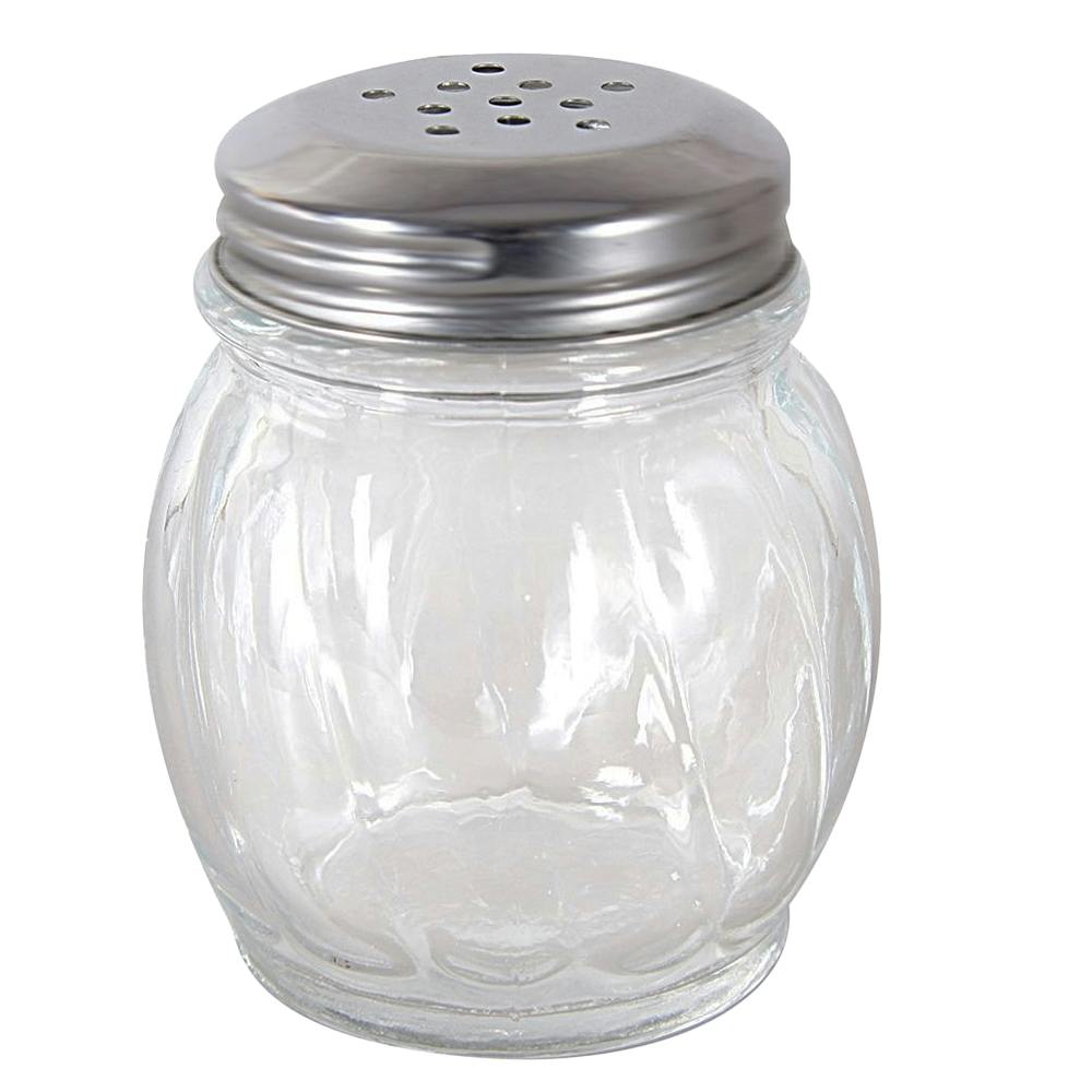 6 oz. Glass Round Cheese Shakers with Perforated Cap - Package of 12