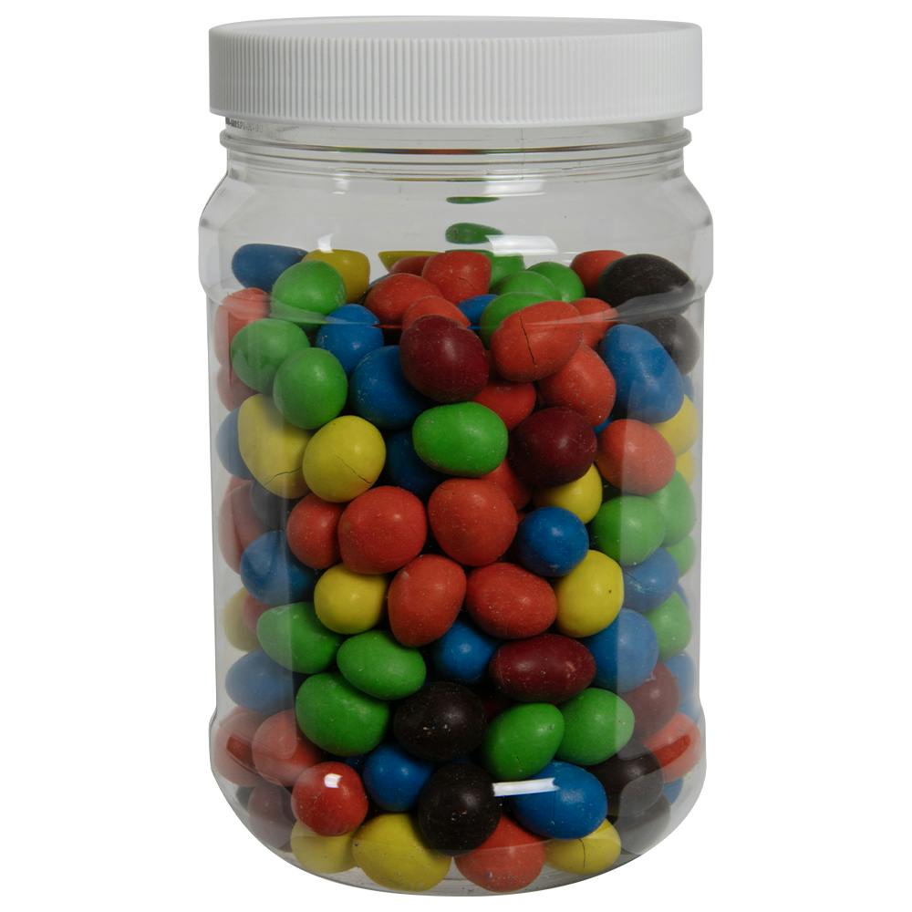 32 oz. Clear PET Round Jar with Label Panel & 89/400 White Ribbed Cap with F217 Liner