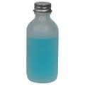 2 oz. Clear Frosted Glass Boston Round Bottle with 20/400 Brushed Silver Aluminum Cap with Foam Liner