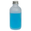 4 oz. Clear Frosted Glass Boston Round Bottle with 22/400 Brushed Silver Aluminum Cap with Foam Liner