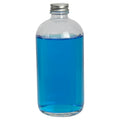 16 oz. Clear Glass Boston Round Bottle with 28/400 Brushed Silver Aluminum Cap with Foam Liner