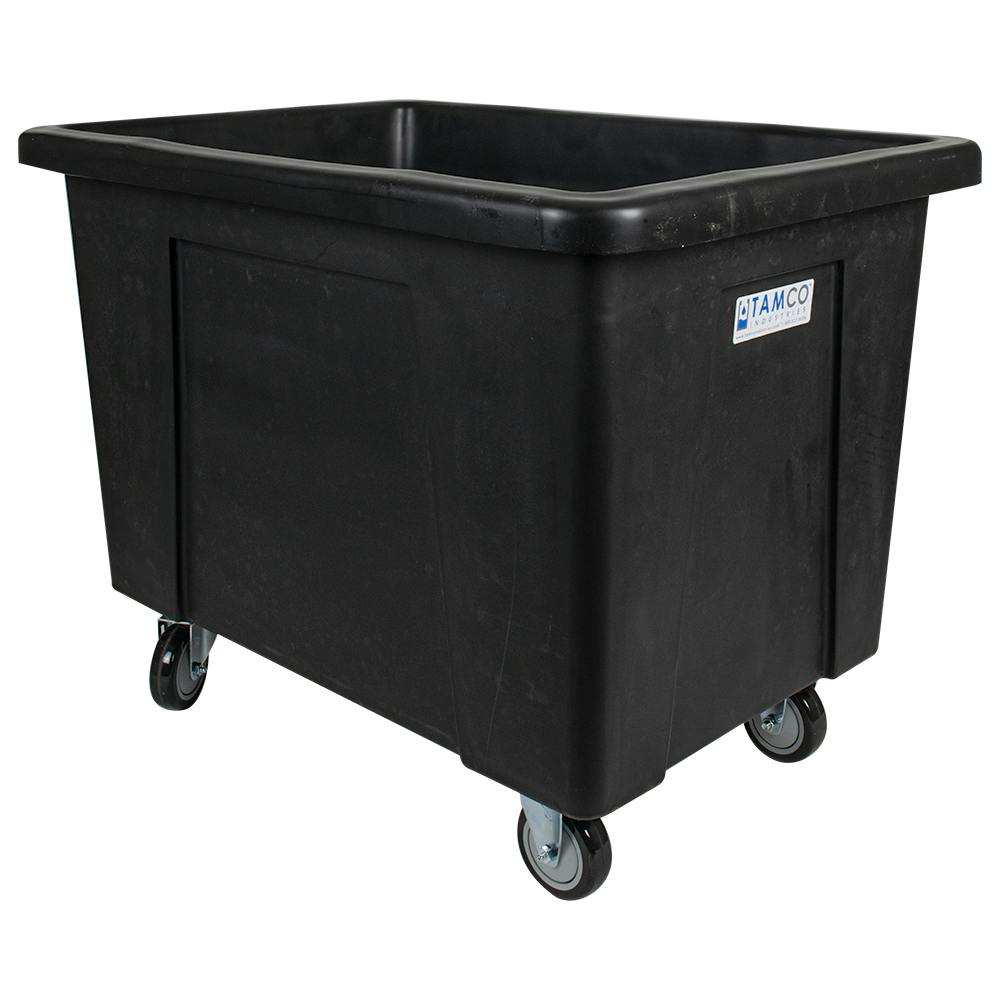 190 Gallon/22 Bushel Black LLDPE Rectangular Tamco® Box Truck with 4" Casters - 48-1/2" L x 41-1/2" W x 41-1/2" Hgt. OD