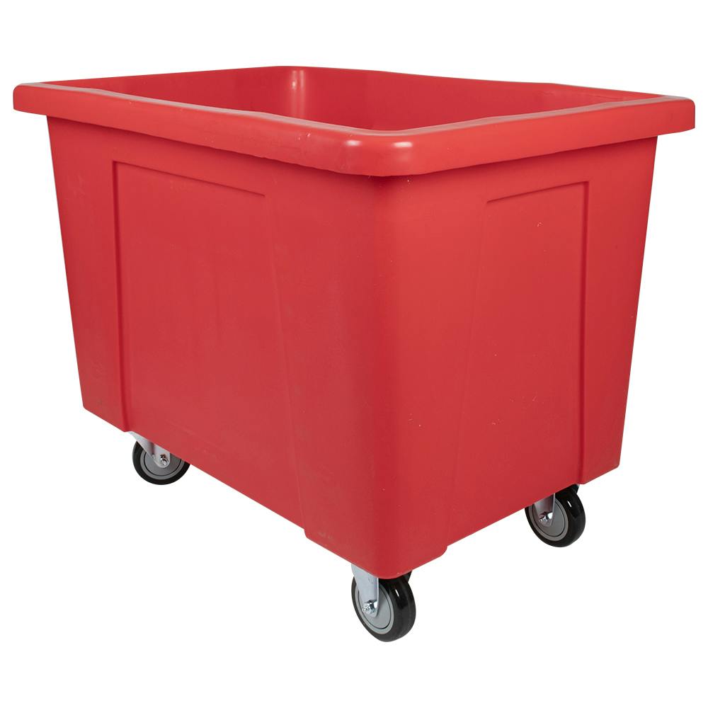 190 Gallon/22 Bushel Red LLDPE Rectangular Tamco® Box Truck with 4" Casters - 48-1/2" L x 41-1/2" W x 41-1/2" Hgt. OD